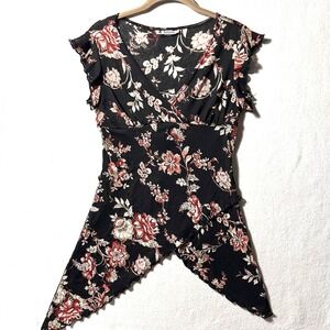 Vintage Y2K S Small Top 90's 00's Babydoll Tie Back Self Esteem Asymmetrical